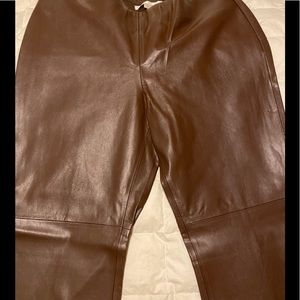 Boston Proper Brown Fauz Leather Flare Pants NWOT
